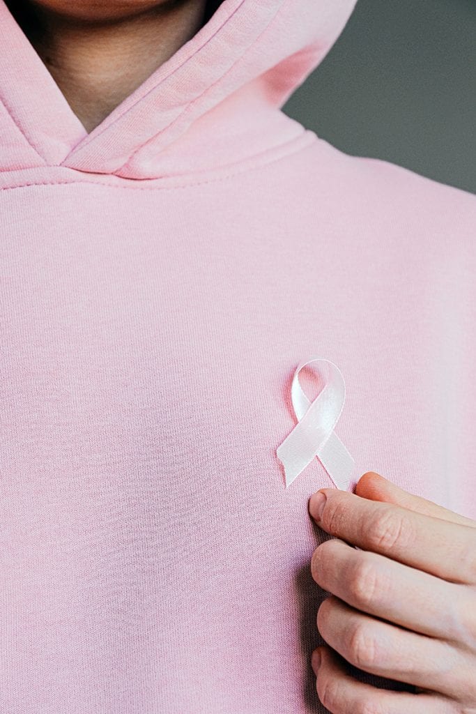 breast cancer ribbon on shirt